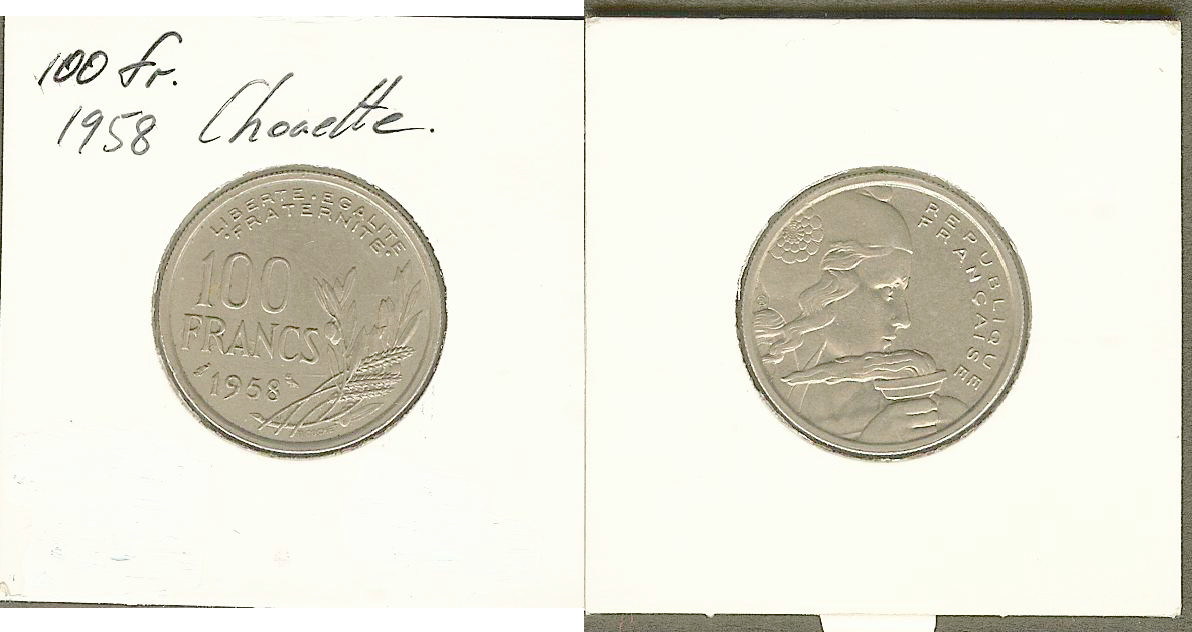 100 francs Cochet 1958 owl AU+/Unc